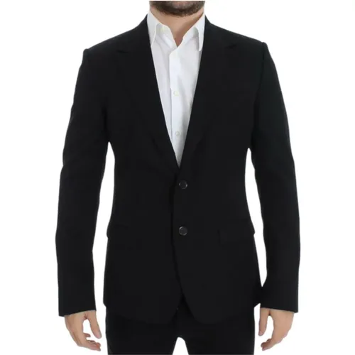 Blazers, male, , Size: M Wool Slim Fit Blazer Jacket - Dolce & Gabbana - Modalova