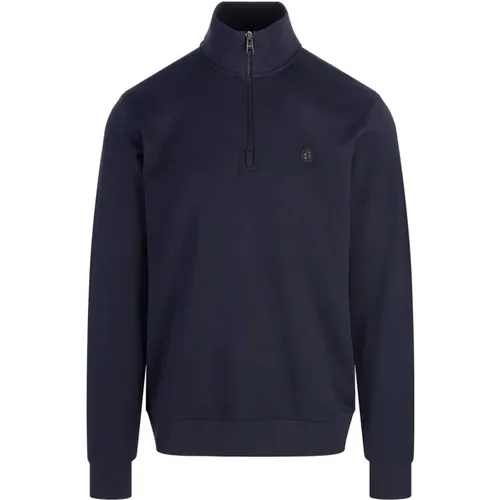 Blauer Sweatshirt mit Stehkragen , Herren, Größe: L - Hugo Boss - Modalova