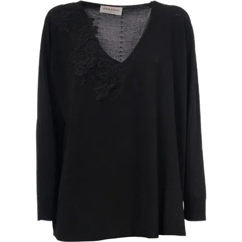 V-neck Strickware , Damen, Größe: 3XS - Ermanno Scervino - Modalova