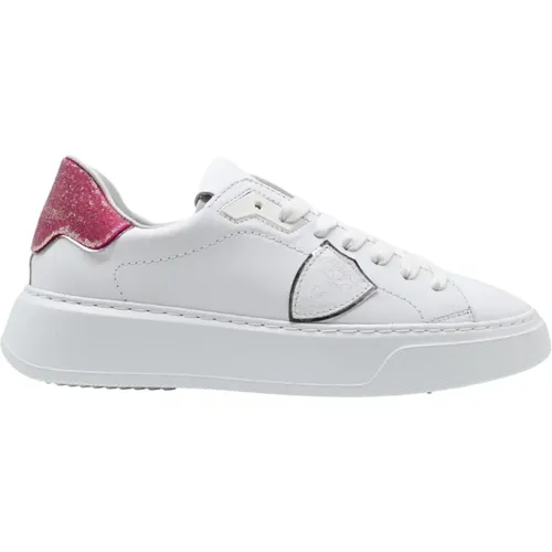 Low Microspheres Sneakers in Weiß Violett , Damen, Größe: 38 EU - Philippe Model - Modalova