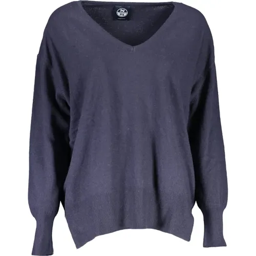 V-neck Knitwear, female, , Size: M Wool Shirt, Long-Sleeved, V-Neckline, Logo, Polyamide - North Sails - Modalova