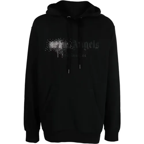 Rhinestone Logo Hoodie in , male, Sizes: 2XS, XL, M, S, L - Palm Angels - Modalova