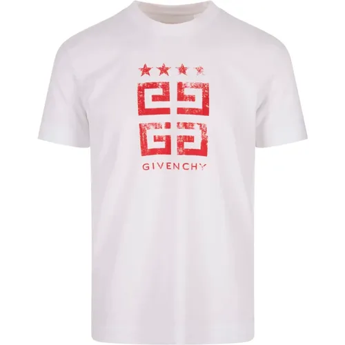 T-shirt with 4G Stars Logo , male, Sizes: L - Givenchy - Modalova