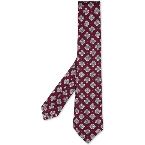 Ties, male, , Size: ONE SIZE Geometric Silk Tie in Burgundy - Kiton - Modalova