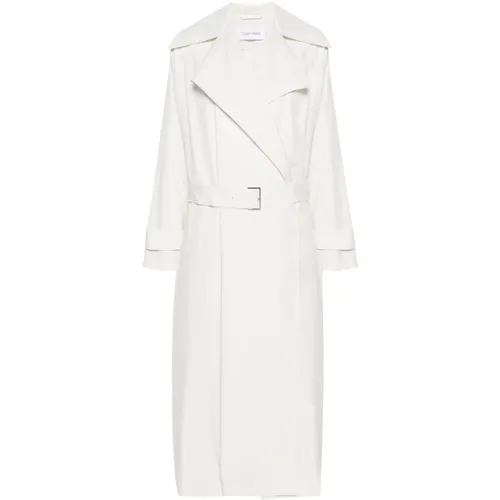Light Grey Trench Coat , female, Sizes: 2XS, XS - Calvin Klein - Modalova