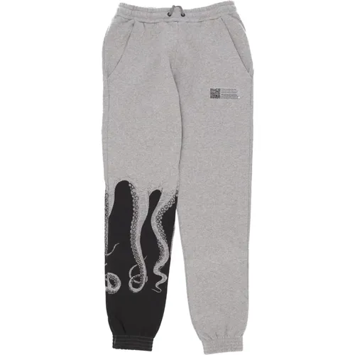 Sweatpants, male, , Size: S Light Grey Fleece Sweatpants with Drawstring - Octopus - Modalova