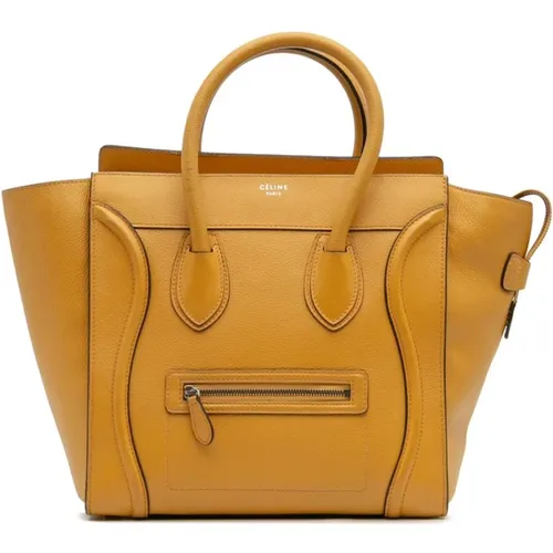 Pre-owned Tote Bags, female, , Size: ONE SIZE Pre-owned Top Handle Leather Bag - Celine Vintage - Modalova