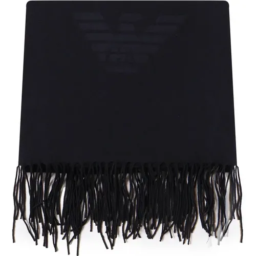 Eagle Logo Fringed Scarf , male, Sizes: ONE SIZE - Emporio Armani - Modalova