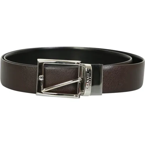 Belts, male, , Size: 120 CM Engraved Leather Belt Brown/ - Canali - Modalova