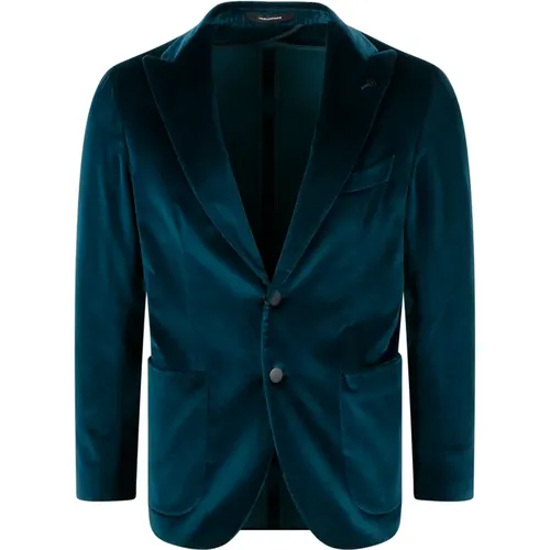 Blazers, male, , Size: XL Velvet Single Breasted Blazer - Tagliatore - Modalova