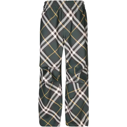 Straight Trousers, male, , Size: S Check Motif Trousers - Burberry - Modalova