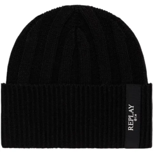 Beanies, male, , Size: ONE SIZE Stylish Beanie Hat for Men - Replay - Modalova