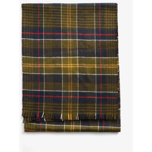 Winter Scarves, male, , Size: ONE SIZE Tweed Check Pattern Fringed Scarf - Barbour - Modalova