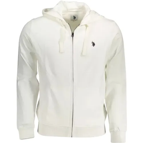 Klassischer Weißer Kapuzen-Zip-Sweatshirt - U.S. Polo Assn. - Modalova