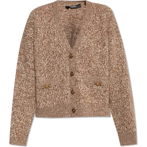 Cardigans, female, , Size: XS Cardigan with decorative appliqués - Versace - Modalova