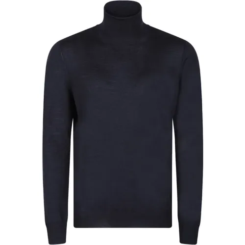 Turtlenecks, male, , Size: M Dark Blue High Neck Sweater - Gran Sasso - Modalova