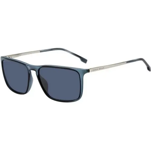 Blaue Metall-Sonnenbrille für Männer , Herren, Größe: 57 MM - Hugo Boss - Modalova