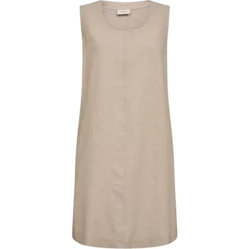 Leinen A-Linie Kleid mit Taschen , Damen, Größe: XL - Freequent - Modalova