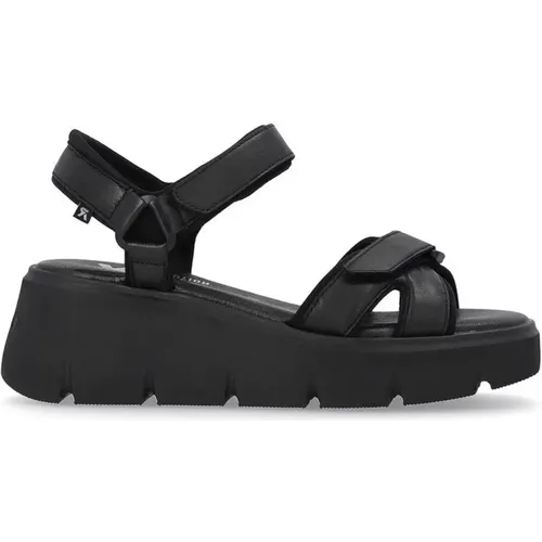 Schwarze Casual Flache Sandalen Damen , Damen, Größe: 37 EU - Rieker - Modalova