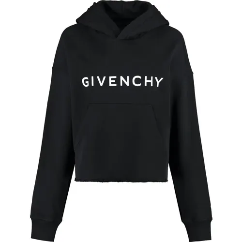 Hoodies, female, , Size: S Cotton Hoodie with Ribbed Cuffs - Givenchy - Modalova