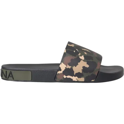 Camouflage Leder Strandbekleidung Herrenschuhe , Herren, Größe: 48 EU - Dolce & Gabbana - Modalova