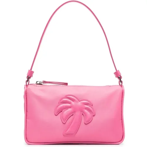 Rosa Nylon-Handtasche mit Leder-Palm Tree Patch - Palm Angels - Modalova