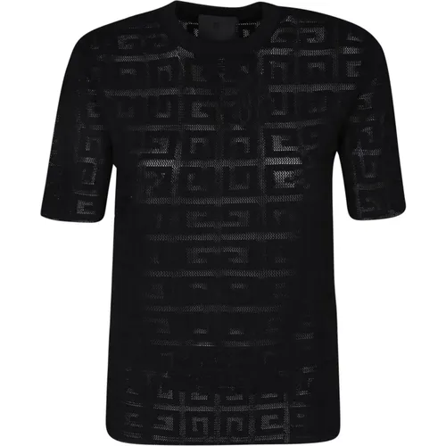 Schwarzes T-Shirt mit perforiertem 4G-Muster - Givenchy - Modalova