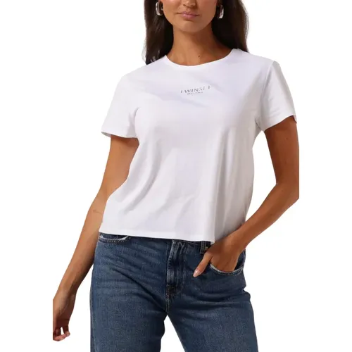 Elegantes Weißes T-Shirt , Damen, Größe: L - Twinset - Modalova