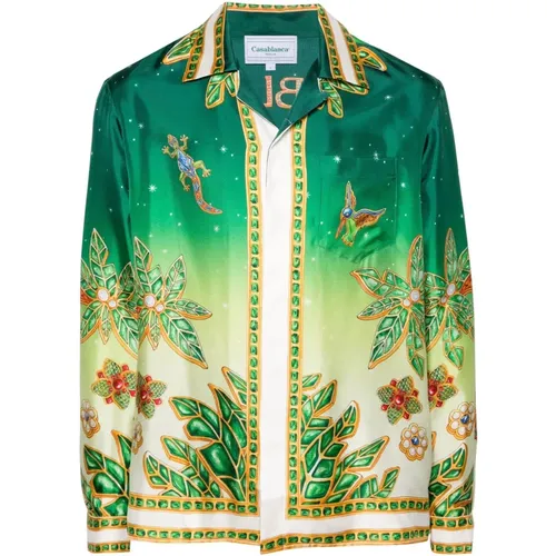 Green Graphic Print Silk Shirt , male, Sizes: M - Casablanca - Modalova