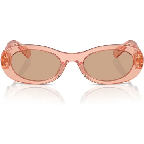 Moderne ovale Sonnenbrille mit einzigartigem Logo - Miu Miu - Modalova