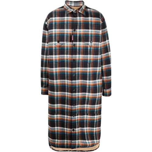 Single-Breasted Coats, male, , Size: S Plaid Scottish Style Coat - Dsquared2 - Modalova