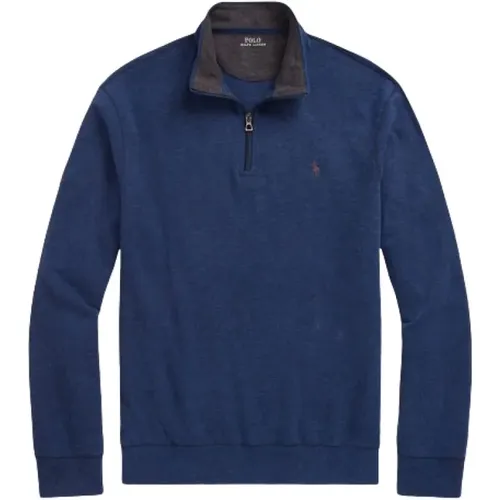 Marineblauer Halb-Zip Baumwollpullover , Herren, Größe: M - Ralph Lauren - Modalova