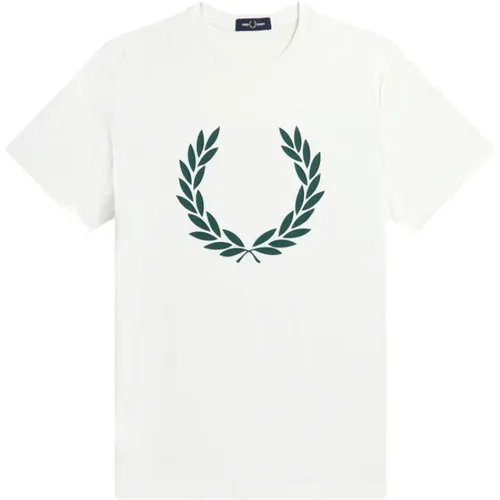 T-Shirts, male, , Size: L Laurel Wreath Print T-Shirt - Fred Perry - Modalova