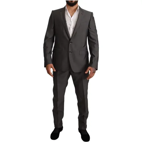 Single Breasted Suits, male, , Size: M Metallic Martini Slim Fit Suit Set - Dolce & Gabbana - Modalova