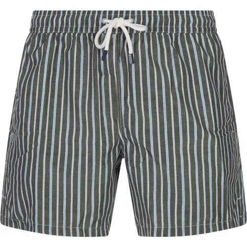 Green Striped Swim Shorts , male, Sizes: 2XL, L, XL - Fedeli - Modalova