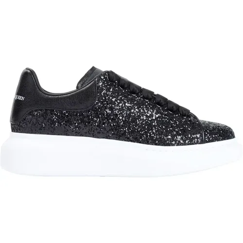 Schwarze Ledersneaker mit Strass , Damen, Größe: 36 1/2 EU - alexander mcqueen - Modalova