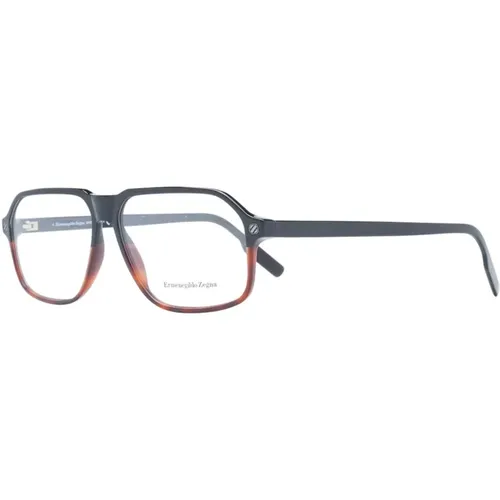 Glasses, male, , Size: ONE SIZE Black Plastic Aviator Optical Frames - Ermenegildo Zegna - Modalova