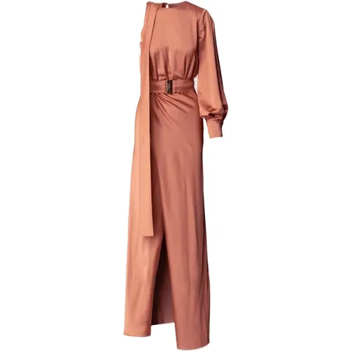 Elegantes One-Shoulder Braunes Kleid , Damen, Größe: 2XS - pinko - Modalova
