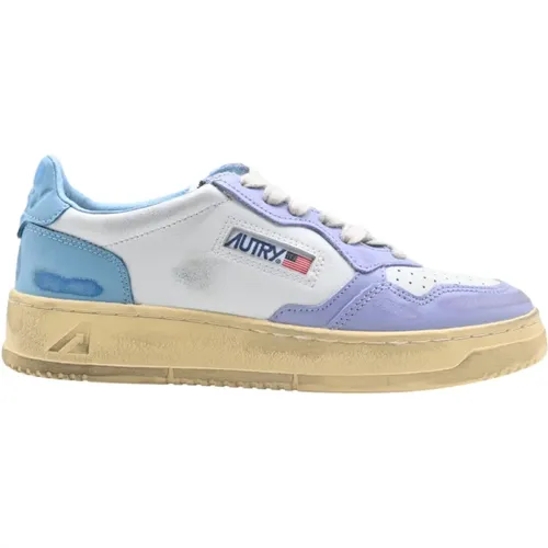 Sneakers, female, , Size: 7 US Vintage Low Top Sneakers White/Lavender/Azure - Autry - Modalova