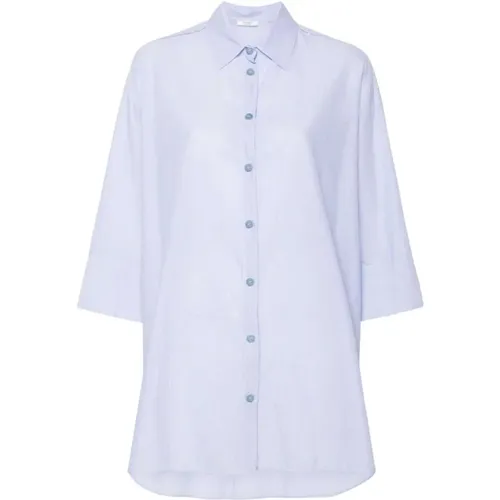 Blau-Weiß Gestreiftes Baumwollhemd , Damen, Größe: L - PESERICO - Modalova