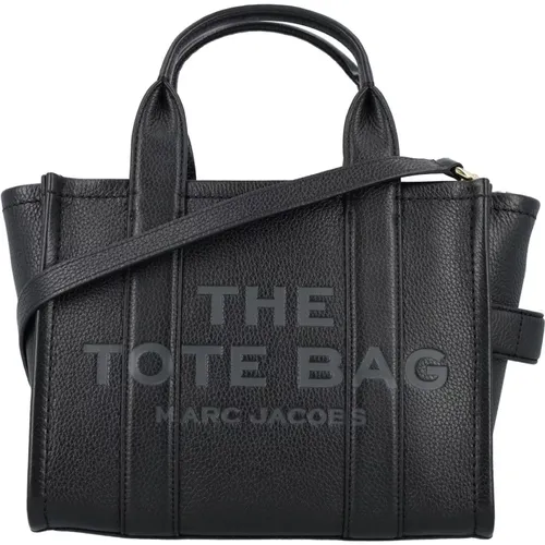 Klassische Leder Tote Tasche,Tote Bags,Schwarze Schultertasche mit Logopatch - Marc Jacobs - Modalova