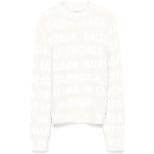 Weißer Wollmischung Jacquard Pullover - Balenciaga - Modalova