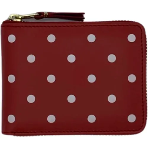 Gepunktete Bedruckte Leder Brieftasche Rot - Comme des Garçons - Modalova