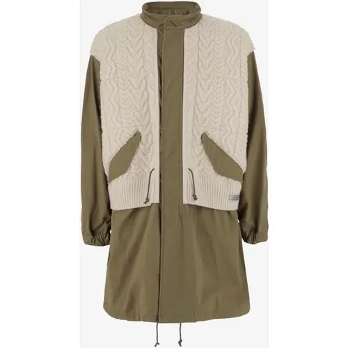 Khaki Wollmischung Parka mit Reißverschluss - Junya Watanabe - Modalova