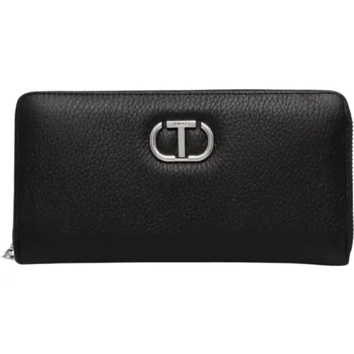 Leather Wallet with Zipper , female, Sizes: ONE SIZE - Twinset - Modalova