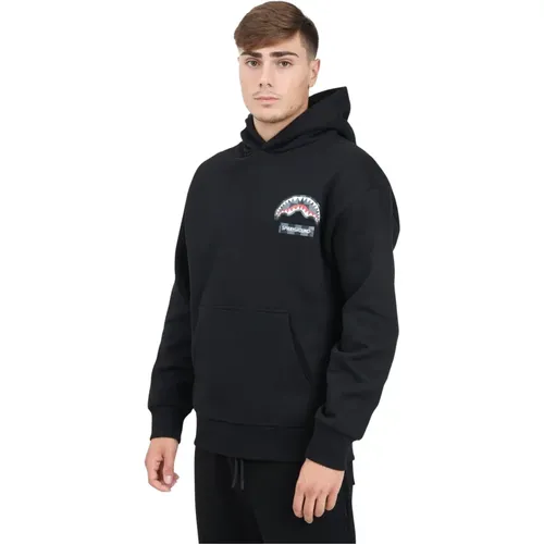 Schwarzer Hoodie mit kariertem Haidesign , Herren, Größe: L - SPRAYGROUND - Modalova