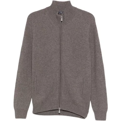 Turtlenecks, male, , Size: M Zip-Up Dove Cardigan Sweaters - Barba - Modalova