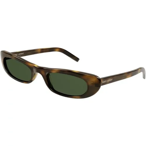 Green Lens Havana Sunglasses , unisex, Sizes: 53 MM - Saint Laurent - Modalova
