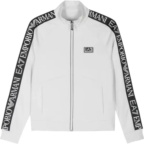 Grauer Pullover mit Logodetails , Damen, Größe: XL - Emporio Armani EA7 - Modalova