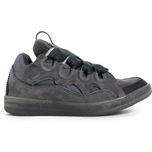 Grey Nubuk Leather Sneakers , male, Sizes: 7 UK, 5 UK - Lanvin - Modalova